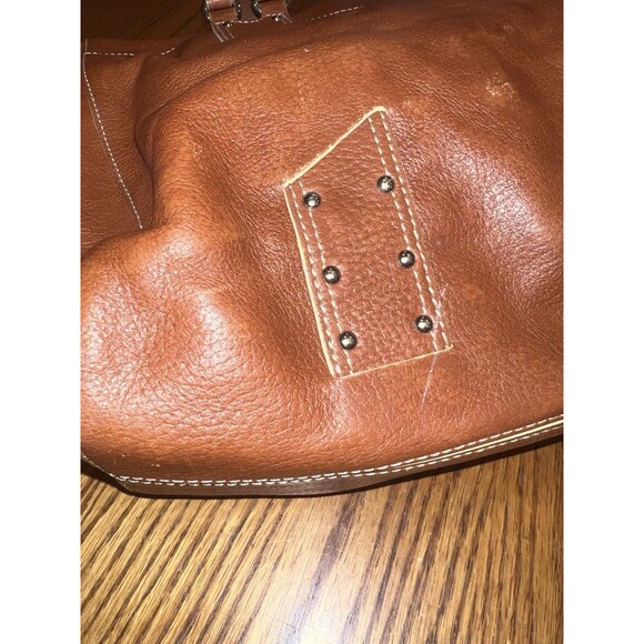 Cole Haan Purse Brown Leather Shoulder Tote Bag Rivets Stitch Y2K Boho Vintage - Picture 8 of 16